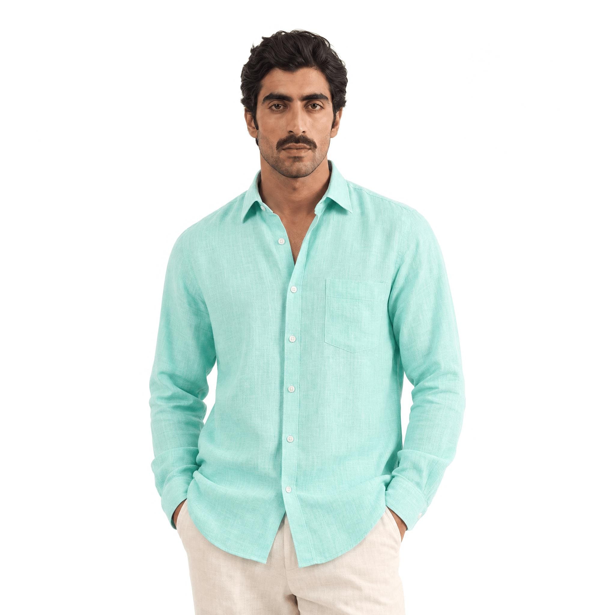 Premium Linen Fabric Fabric Pale Turquoise 60 LEA Linen Fabric