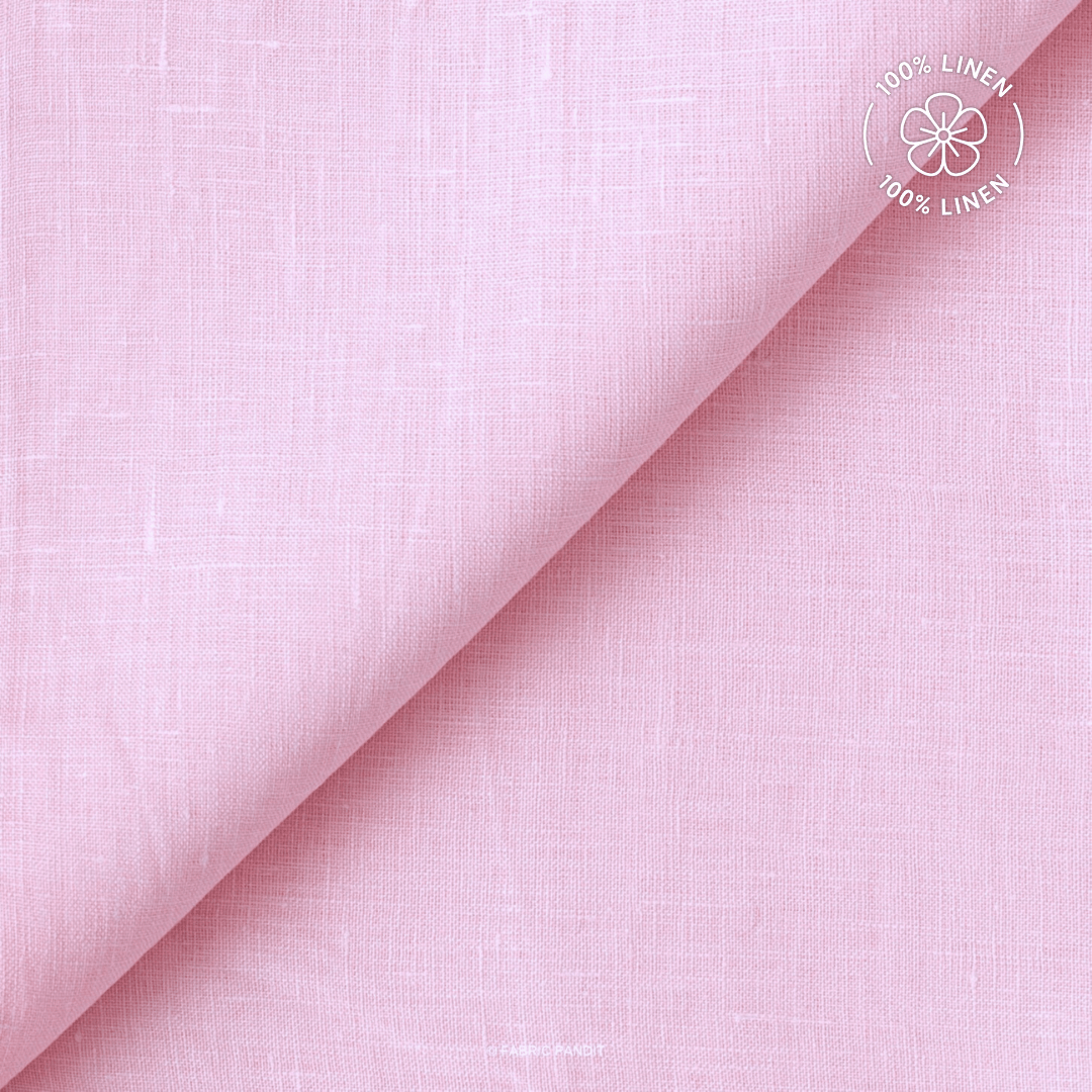 Premium Linen Fabric Fabric Pastel pink Plain Premium 60 Lea Pure Linen Fabric (Width 58 inch)