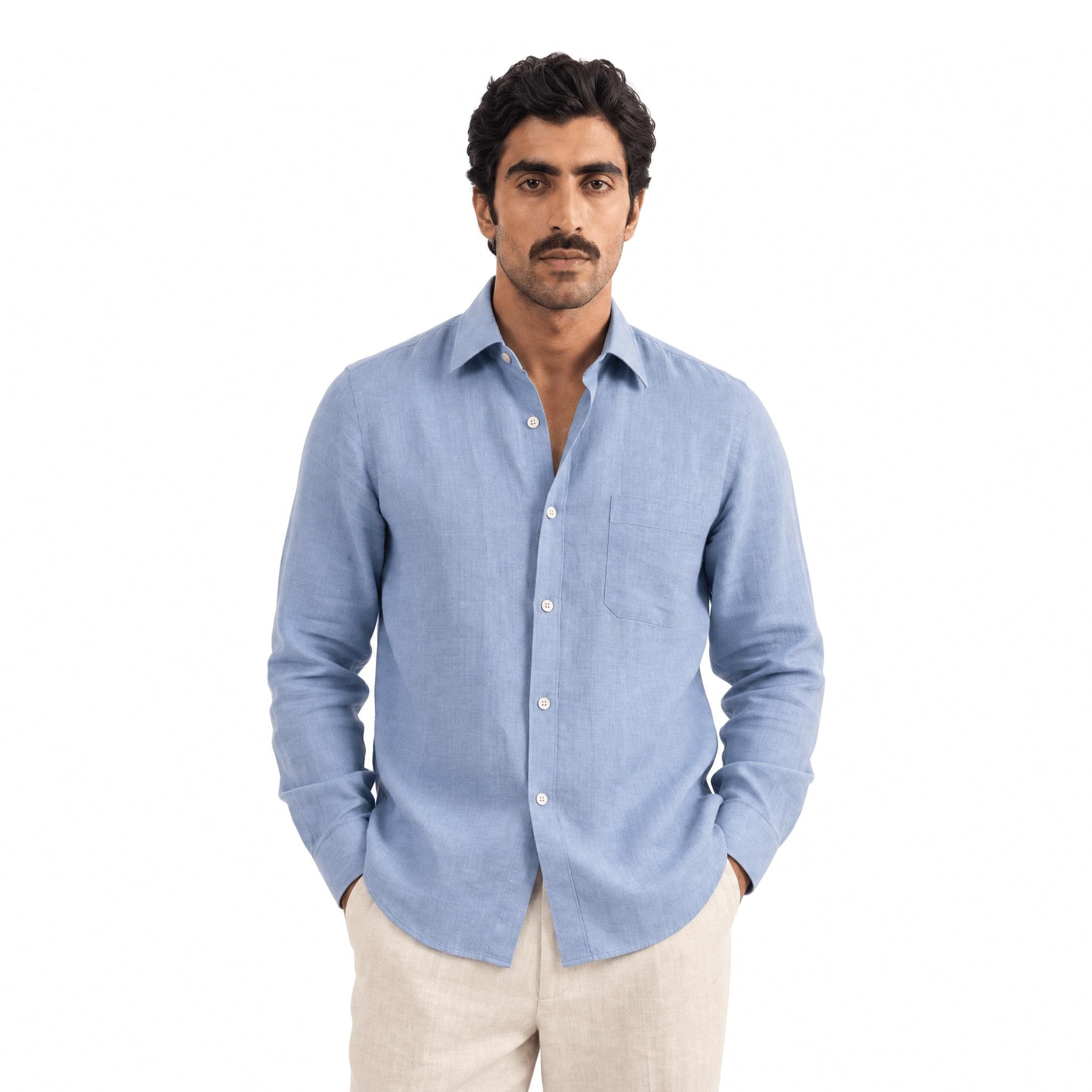 Premium Linen Fabric Fabric Placid Blue 60 LEA Linen Fabric