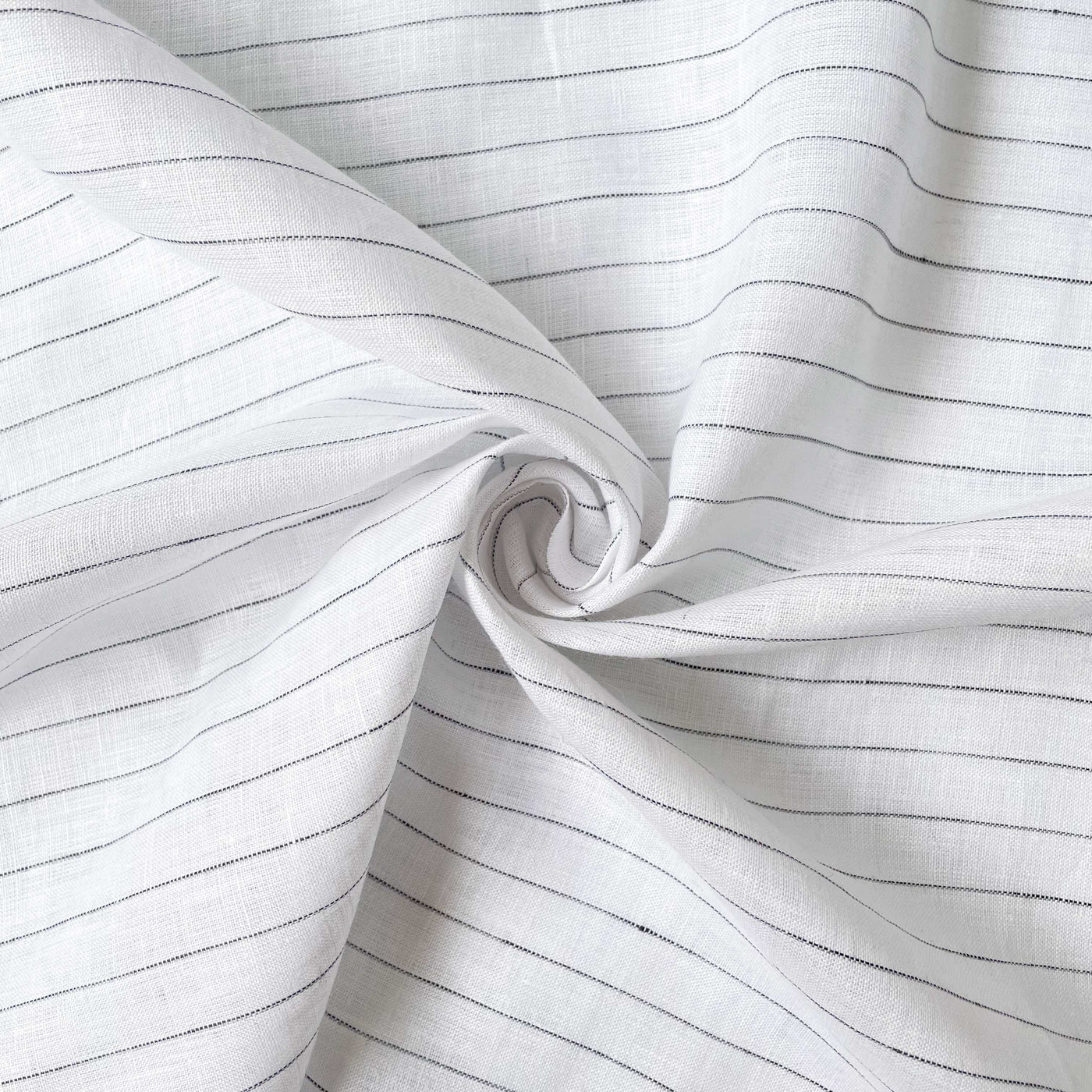 Premium Linen Fabric Fabric Pure White & Black Stripes Premium 60 Lea Pure Linen Fabric (Width 58 Inches)