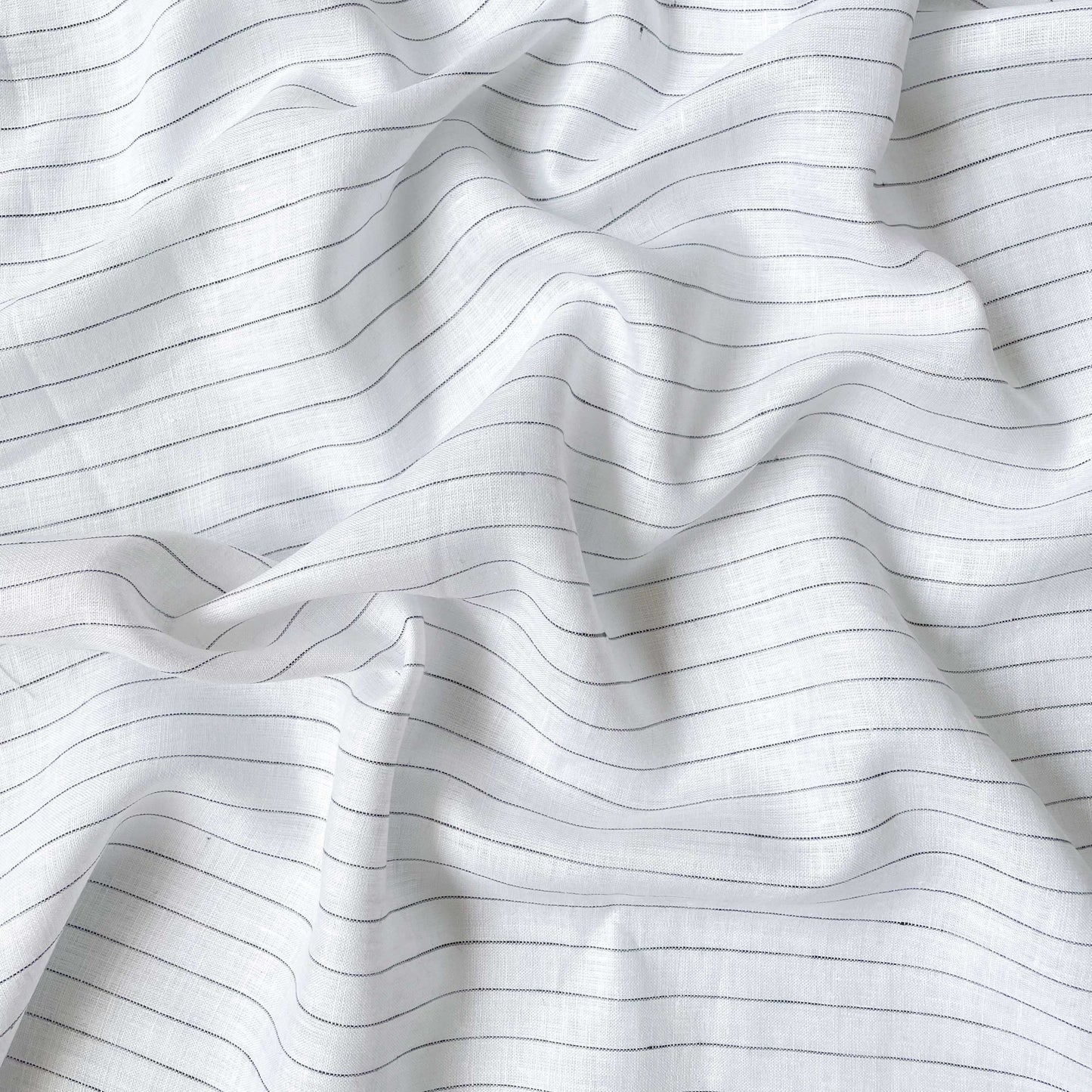 Premium Linen Fabric Fabric Pure White & Black Stripes Premium 60 Lea Pure Linen Fabric (Width 58 Inches)