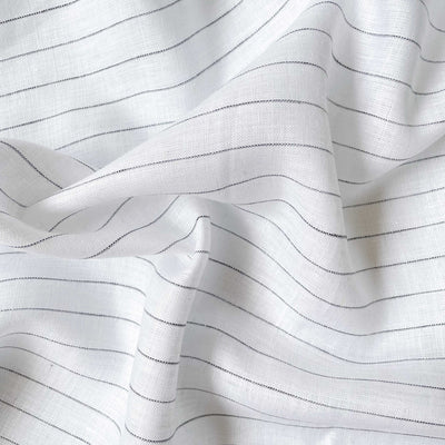Premium Linen Fabric Fabric Pure White & Black Stripes Premium 60 Lea Pure Linen Fabric (Width 58 Inches)