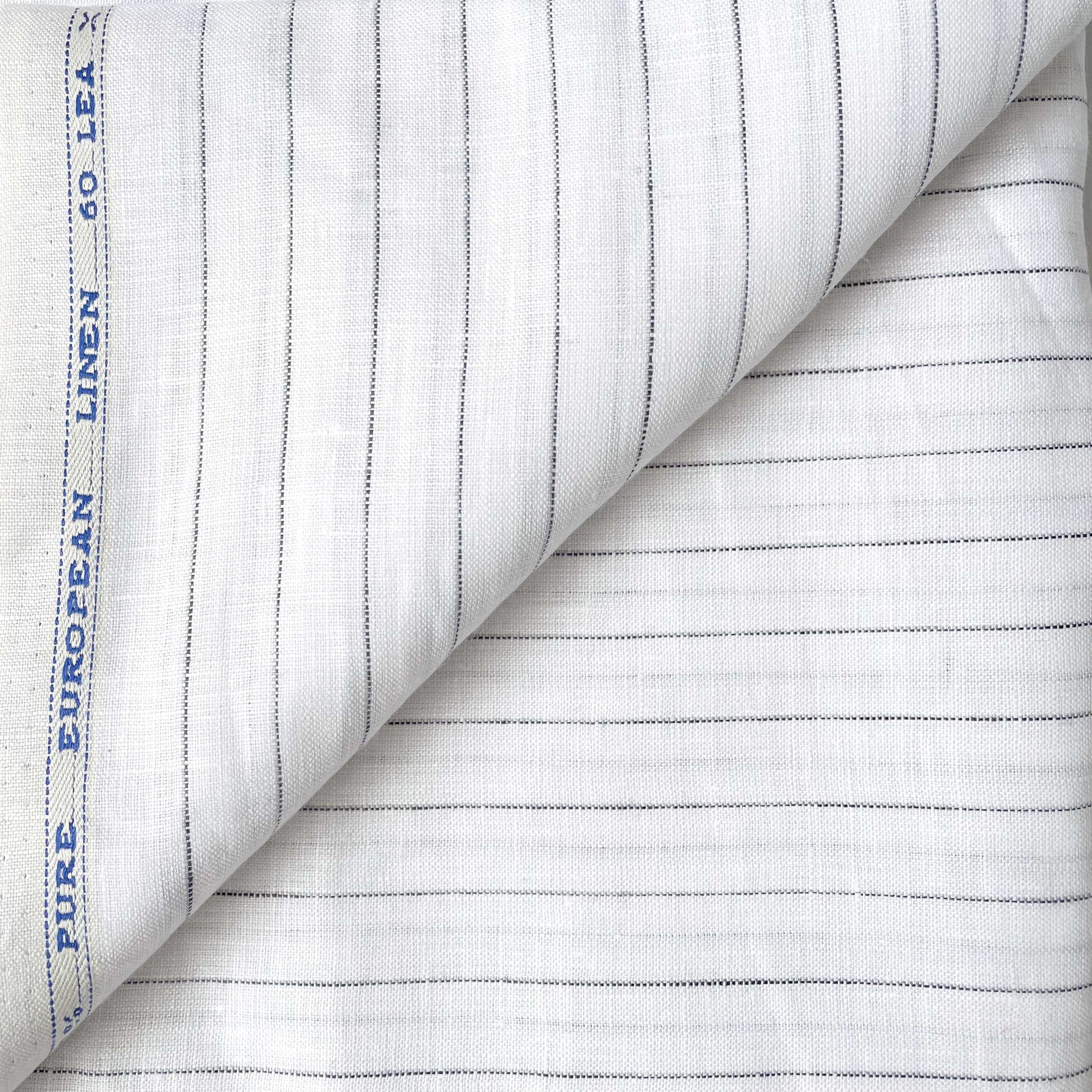 Premium Linen Fabric Fabric Pure White & Black Stripes Premium 60 Lea Pure Linen Fabric (Width 58 Inches)