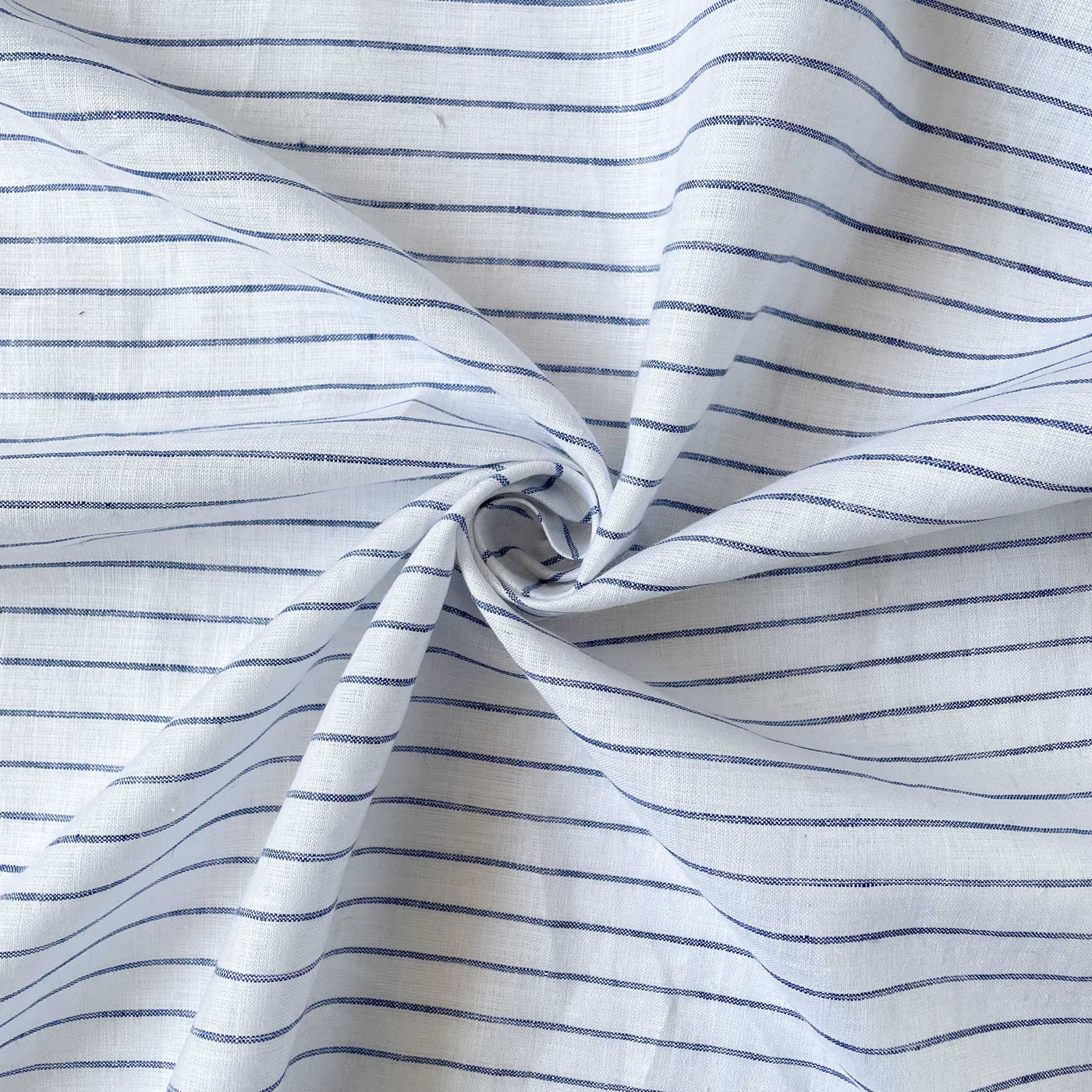 Premium Linen Fabric Fabric Pure White & Blue Thick Stripes Premium 60 Lea Pure Linen Fabric (Width 58 Inches)