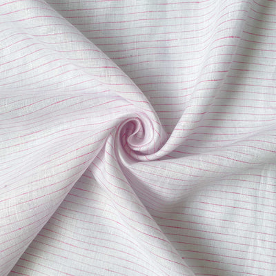 Premium Linen Fabric Fabric Pure White & Pink Stripes Premium 60 Lea Pure Linen Fabric (Width 58 Inches)
