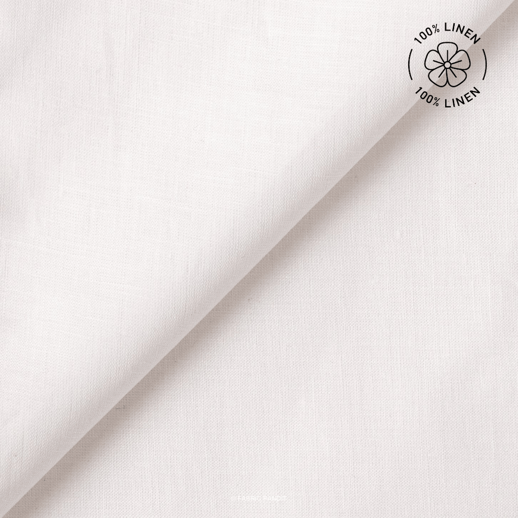 Premium Linen Fabric Fabric Pure White Plain Premium 60 Lea Pure Linen Fabric (Width 58 inch)