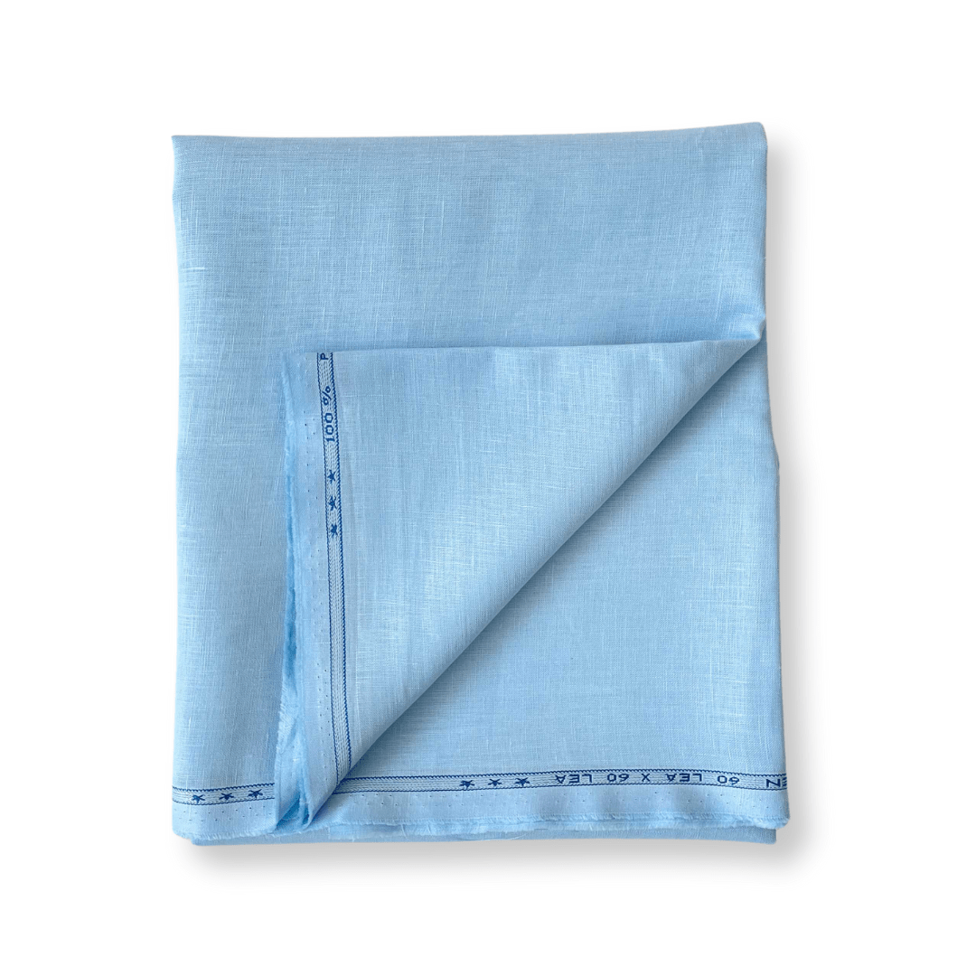 Premium Linen Fabric Fabric Sky Blue Plain Premium 60 Lea Pure Linen Shirting Fabric (Width 58 Inches)