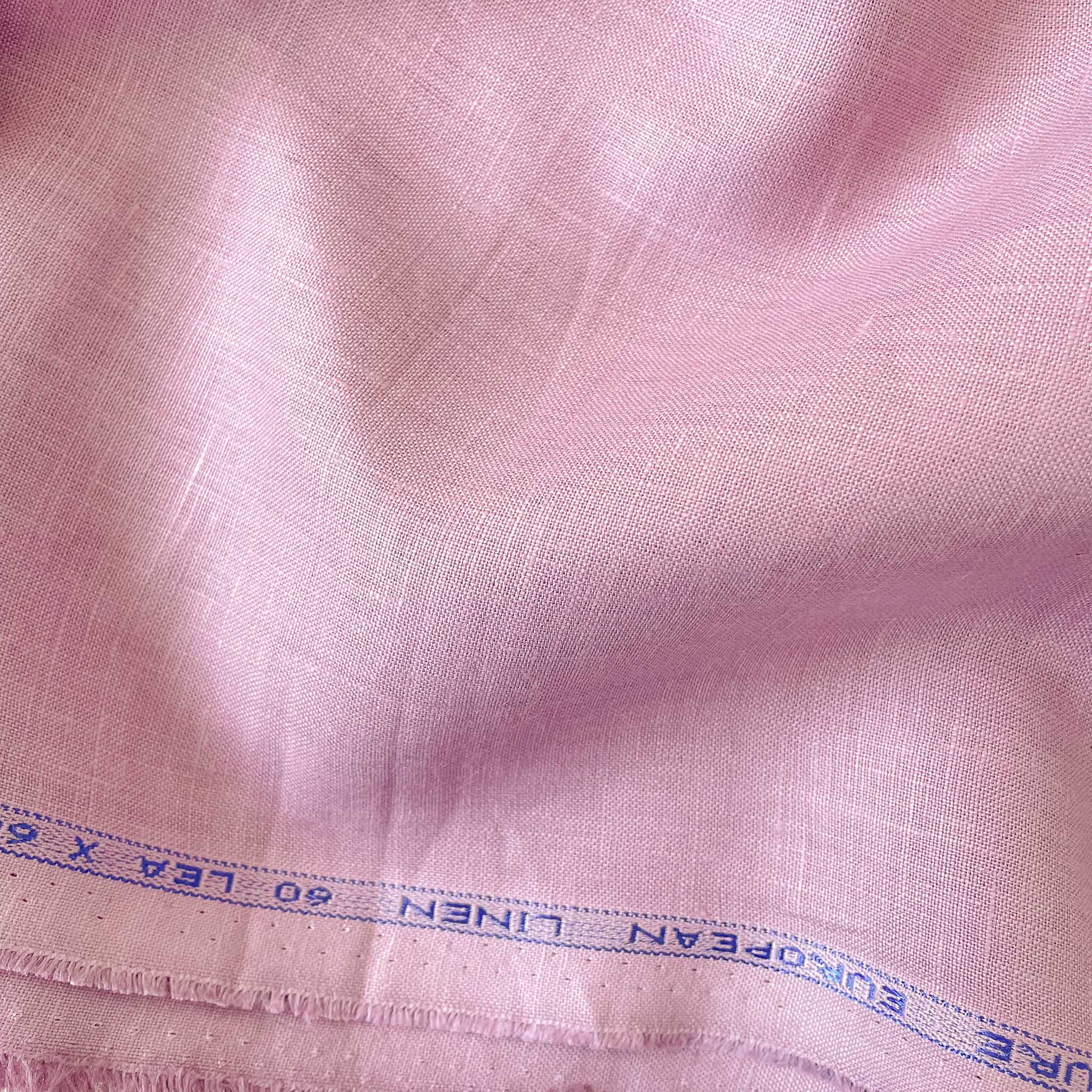 Premium Linen Fabric Fabric Soft Pink Plain Premium 60 Lea Pure Linen Shirting Fabric (Width 58 Inches)