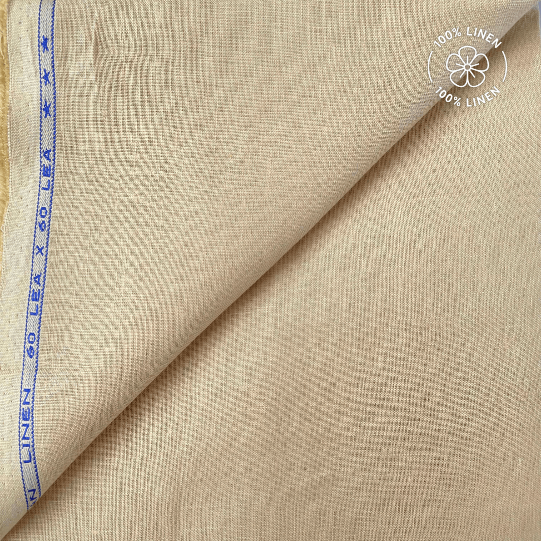 Premium Linen Fabric Fabric Tuscan Beige Plain Premium 60 Lea Pure Linen Fabric (Width 58 Inches)