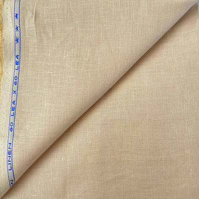 Premium Linen Fabric Fabric Tuscan Beige Plain Premium 60 Lea Pure Linen Shirting Fabric (Width 58 Inches)