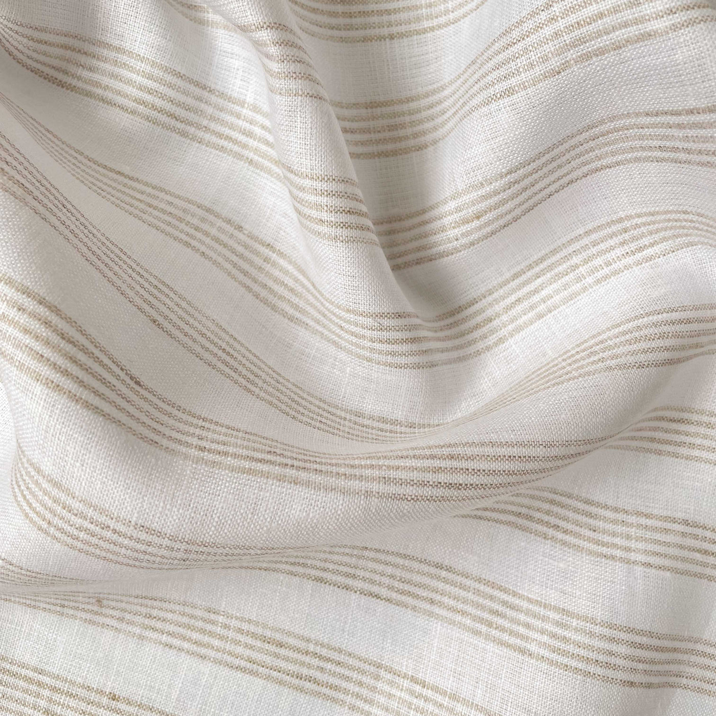 Premium Linen Fabric Fabric Tuscan Beige & White Multi-Striped Premium 60 Lea Pure Linen Fabric (Width 58 Inches)