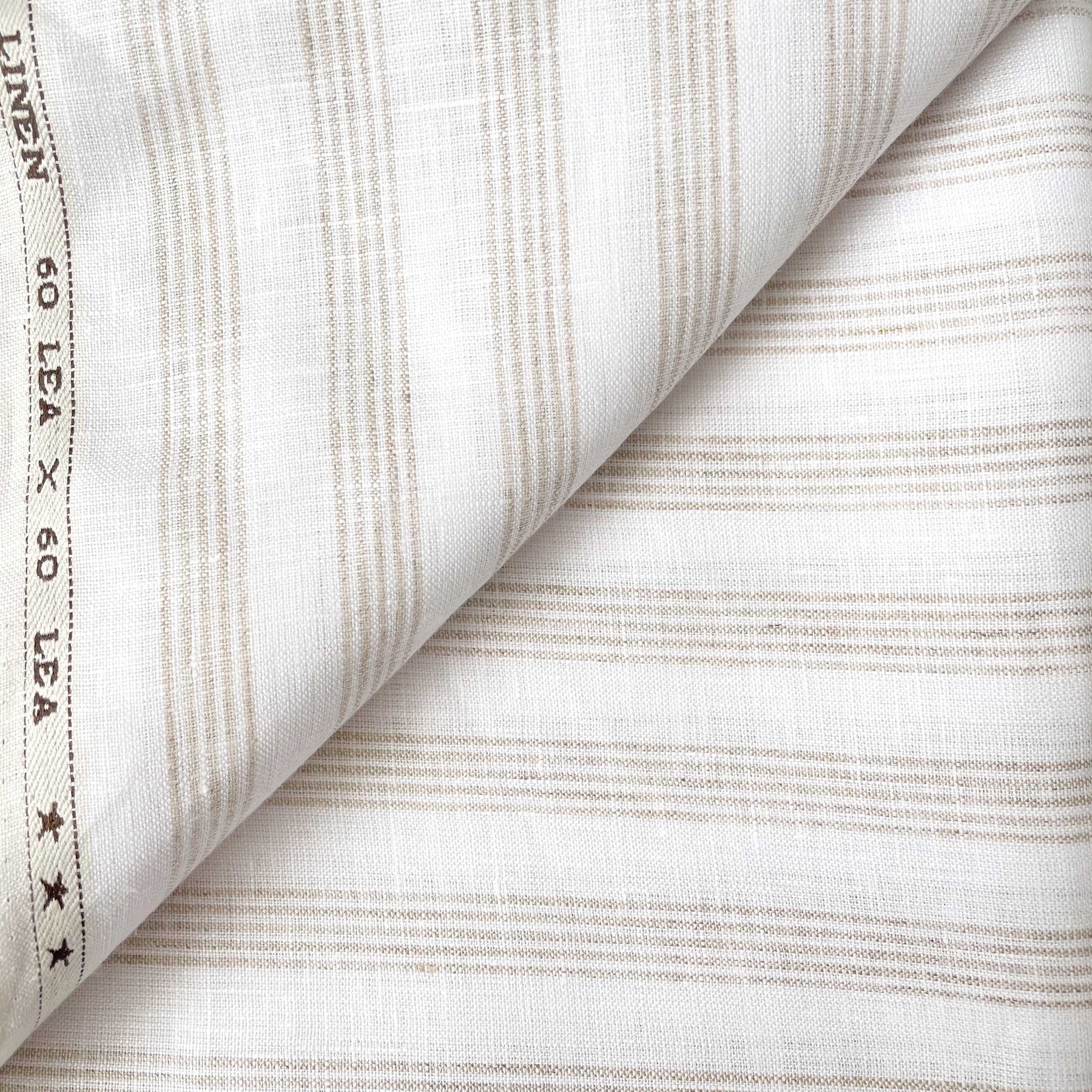 Bright White Self Stripe - Pure Linen 70 Lea – Linen Studio