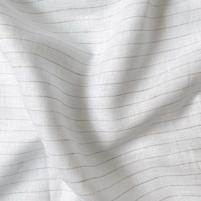 Premium Linen Fabric Fabric Tuscan Beige & White Pencil Stripes Premium 60 Lea Pure Linen Fabric (Width 58 Inches)