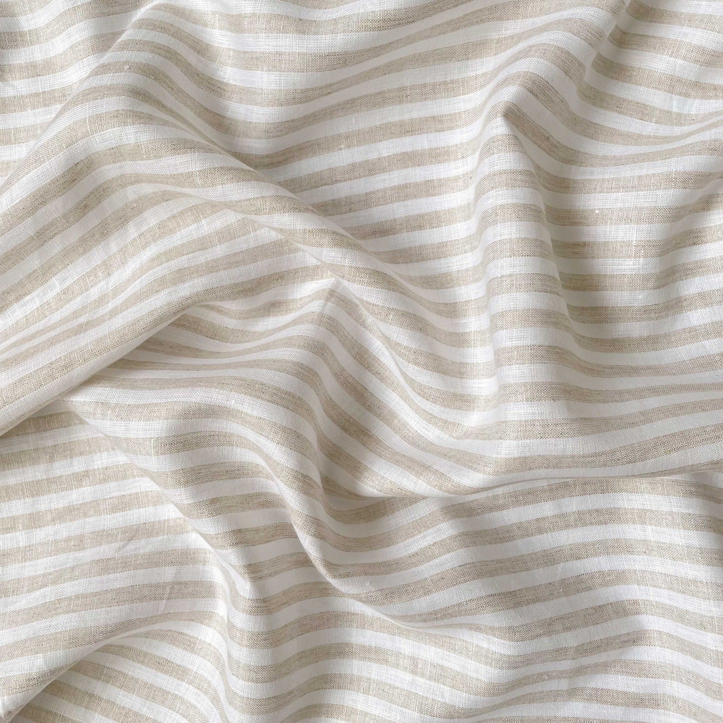 Premium Linen Fabric Fabric Tuscan Beige & White Thick Stripes Premium 60 Lea Pure Linen Fabric (Width 58 Inches)