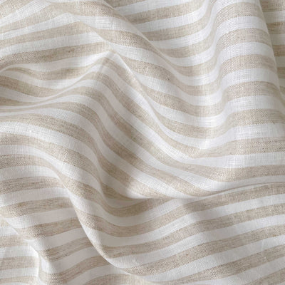 Premium Linen Fabric Fabric Tuscan Beige & White Thick Stripes Premium 60 Lea Pure Linen Fabric (Width 58 Inches)