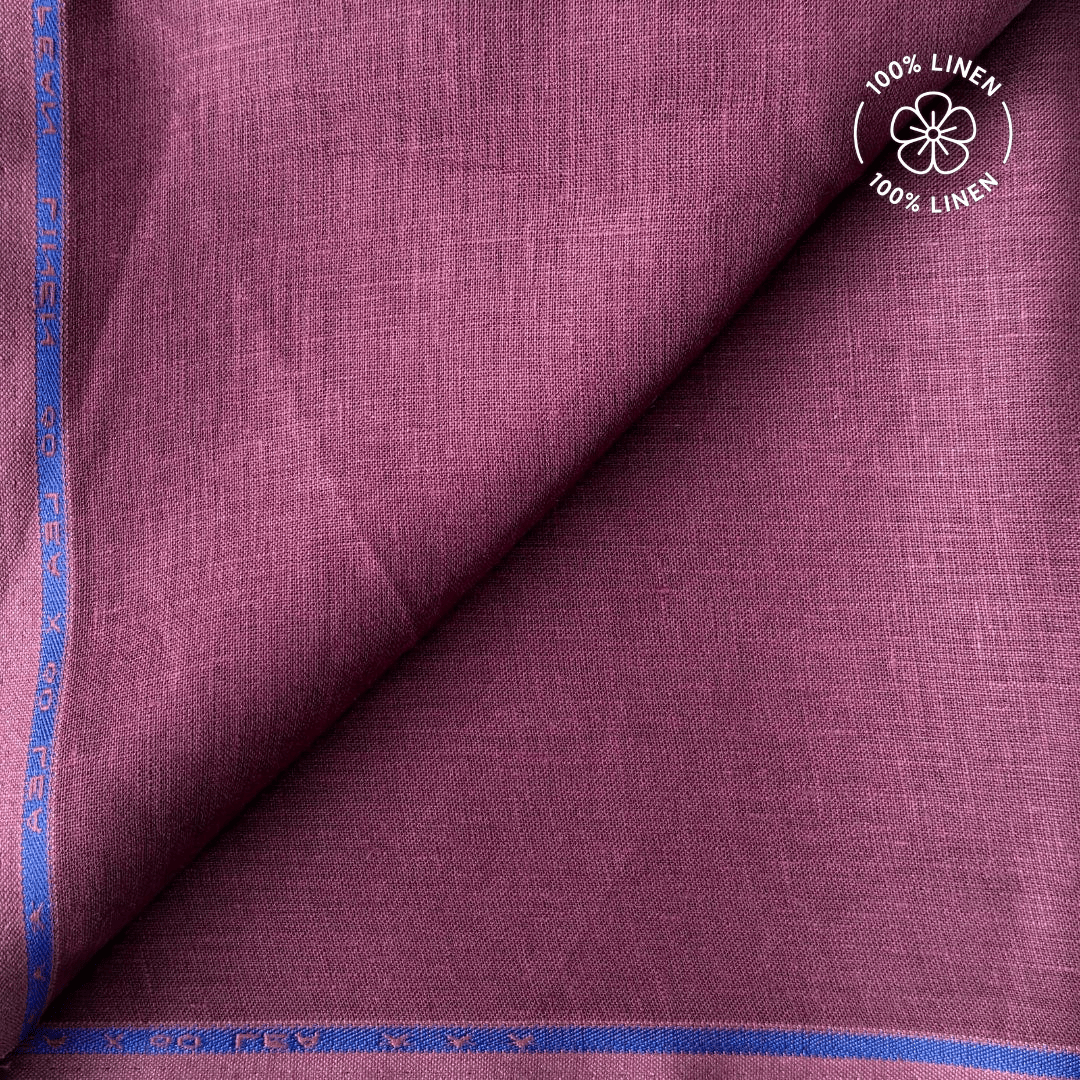 Premium Linen Fabric Fabric Wine Plain Premium 60 Lea Pure Linen Fabric (Width 58 Inches)