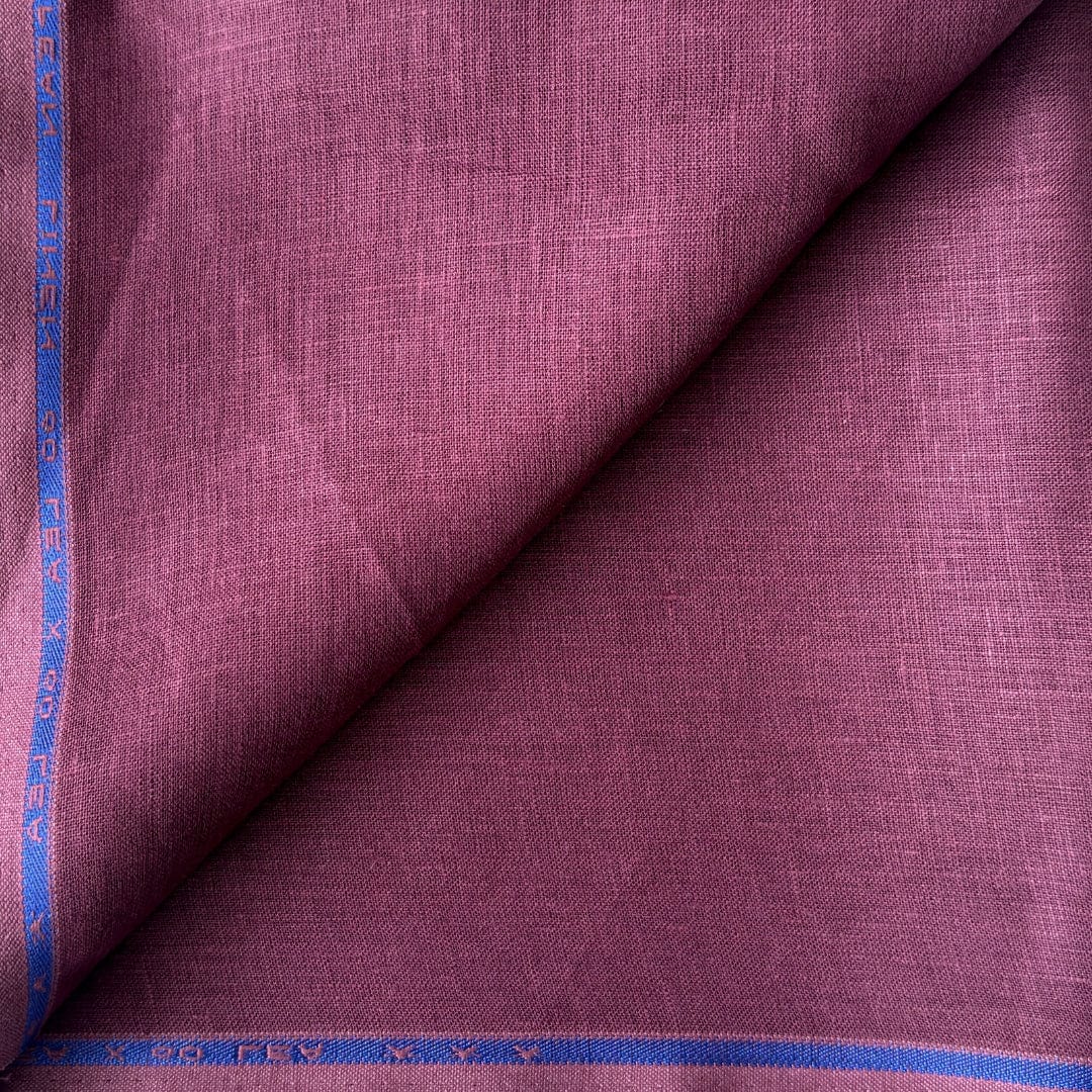 Premium Linen Fabric Fabric Wine Plain Premium 60 Lea Pure Linen Fabric (Width 58 Inches)