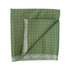 Premium Linen Stripes & Checks Cut Piece (CUT PIECE) Fern Green Small Checks Woven Premium 60 Lea Pure Linen Fabric (Width 58 Inches)