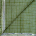 Premium Linen Stripes & Checks Cut Piece (CUT PIECE) Fern Green Small Checks Woven Premium 60 Lea Pure Linen Fabric (Width 58 Inches)