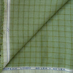 Premium Linen Stripes & Checks Cut Piece (CUT PIECE) Fern Green Small Checks Woven Premium 60 Lea Pure Linen Fabric (Width 58 Inches)