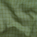 Premium Linen Stripes & Checks Cut Piece (CUT PIECE) Fern Green Small Checks Woven Premium 60 Lea Pure Linen Fabric (Width 58 Inches)