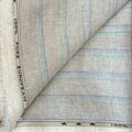 Premium Linen Stripes & Checks Cut Piece (CUT PIECE) Natural Grey & Blue Stripes Woven Premium 60 Lea Pure Linen Fabric (Width 58 Inches)