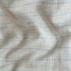 Premium Linen Stripes & Checks Cut Piece (CUT PIECE) Natural Grey & Blue Stripes Woven Premium 60 Lea Pure Linen Fabric (Width 58 Inches)