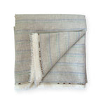 Premium Linen Stripes & Checks Cut Piece (CUT PIECE) Natural Grey & Blue Stripes Woven Premium 60 Lea Pure Linen Fabric (Width 58 Inches)