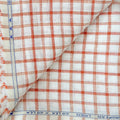 Premium Linen Stripes & Checks Cut Piece (CUT PIECE) Off-White & Rust Checks Woven Premium 60 Lea Pure Linen Fabric (Width 58 Inches)