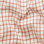 Premium Linen Stripes & Checks Cut Piece (CUT PIECE) Off-White & Rust Checks Woven Premium 60 Lea Pure Linen Fabric (Width 58 Inches)
