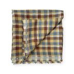 Premium Linen Stripes & Checks Cut Piece (CUT PIECE) Sandstone Colors Small Checks Woven Premium 60 Lea Pure Linen Fabric (Width 58 Inches)