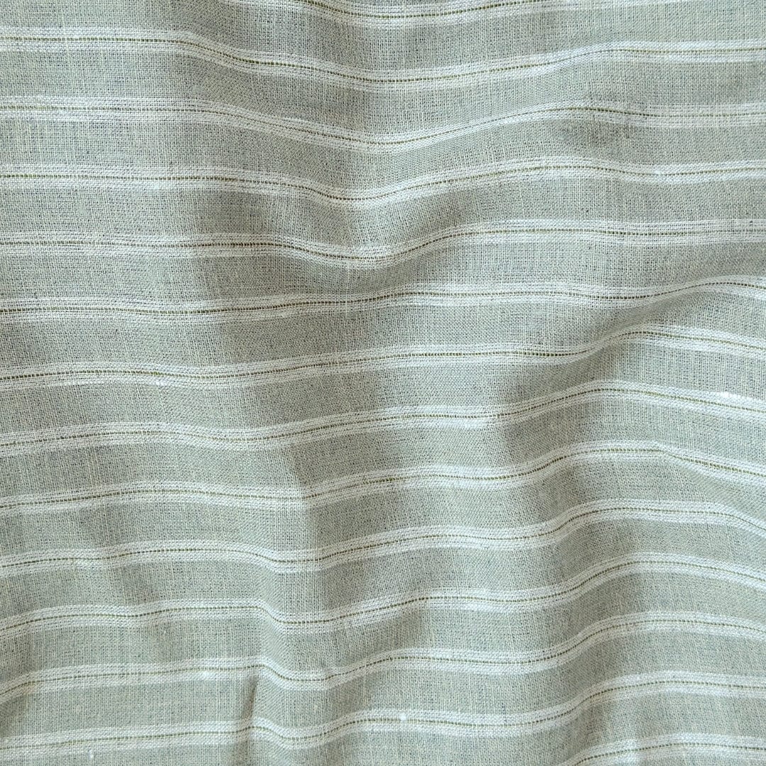 Premium Linen Stripes & Checks Cut Piece (CUT PIECE) Silver Grey & Stripes Woven Premium 60 Lea Pure Linen Fabric (Width 58 Inches)
