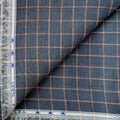 Premium Linen Stripes & Checks Cut Piece (CUT PIECE) Slate Gray & Peach Small Checks Woven Premium 60 Lea Pure Linen Fabric (Width 58 Inches)