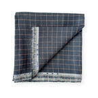 Premium Linen Stripes & Checks Cut Piece (CUT PIECE) Slate Gray & Peach Small Checks Woven Premium 60 Lea Pure Linen Fabric (Width 58 Inches)