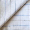 Premium Linen Stripes & Checks Cut Piece Pure White & Blue-Brown Linen Cut Piece