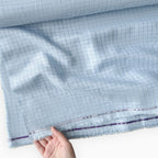 Premium Linen Stripes & Checks Fabric Baby Blue & Dark Blue Checks 60 LEA Linen Fabric