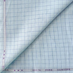 Premium Linen Stripes & Checks Fabric Baby Blue & Dark Blue Checks 60 LEA Linen Fabric