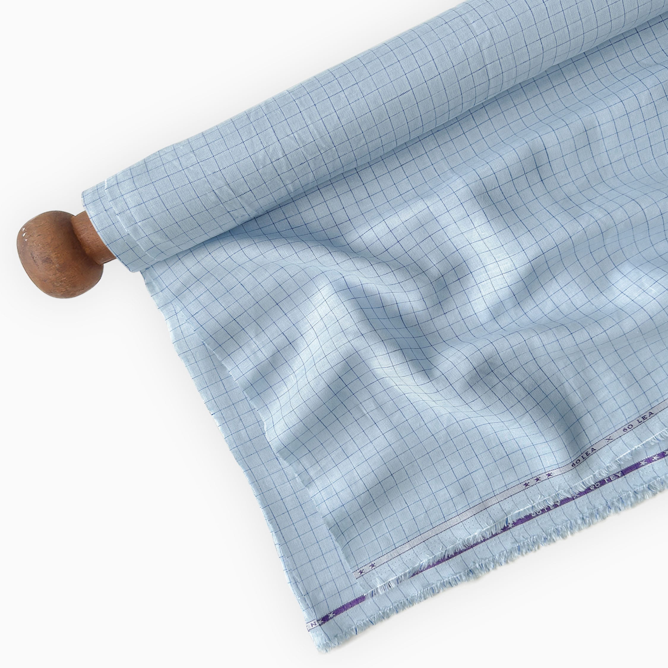 Premium Linen Stripes & Checks Fabric Baby Blue & Dark Blue Checks 60 LEA Linen Fabric