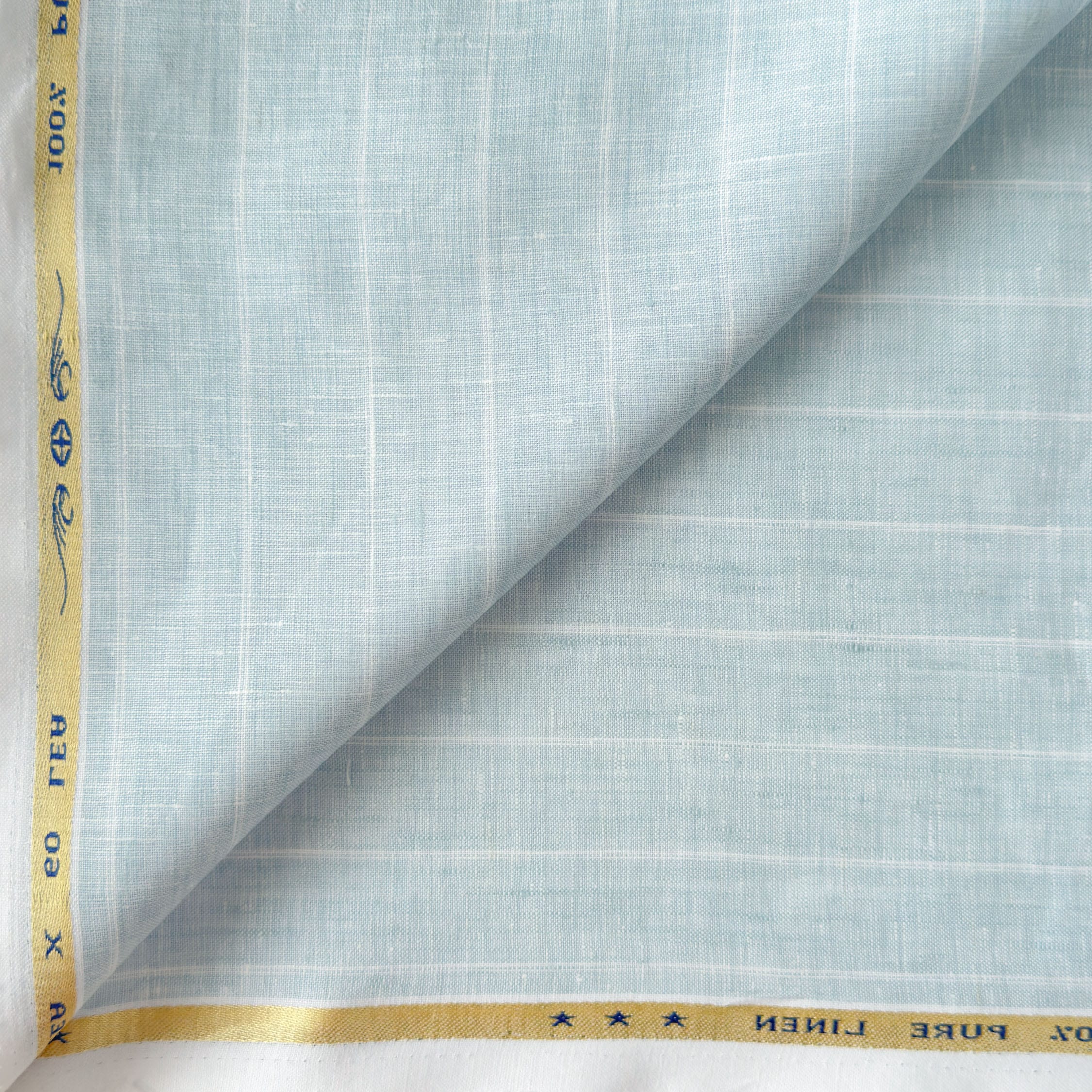 Premium Linen Stripes & Checks Fabric Baby Blue & White Stripes 60 LEA Linen Fabric