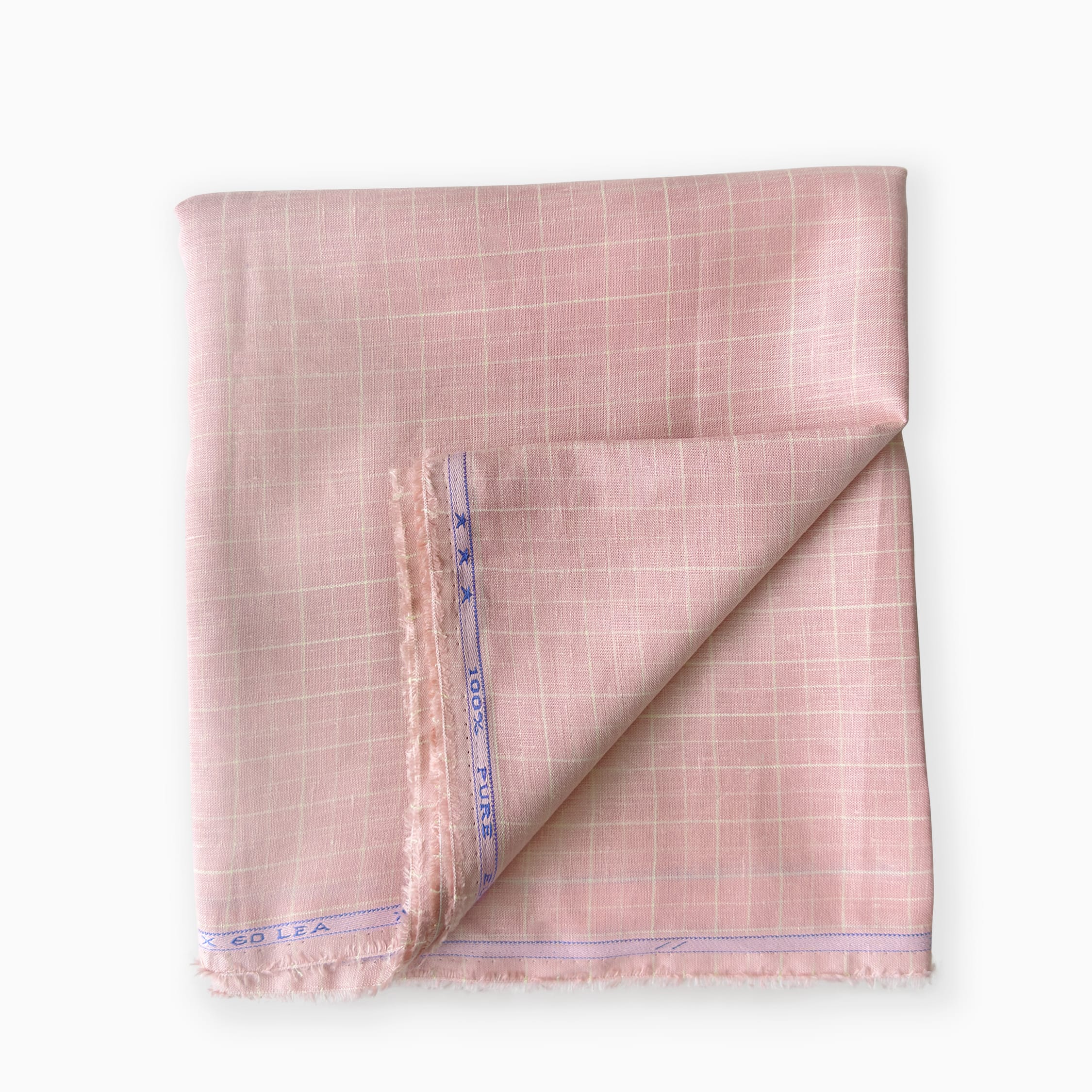 Premium Linen Stripes & Checks Fabric Blush Pink Checks 60 Lea Pure Linen