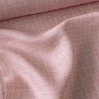 Premium Linen Stripes & Checks Fabric Blush Pink & White Checks 60 LEA Linen Fabric