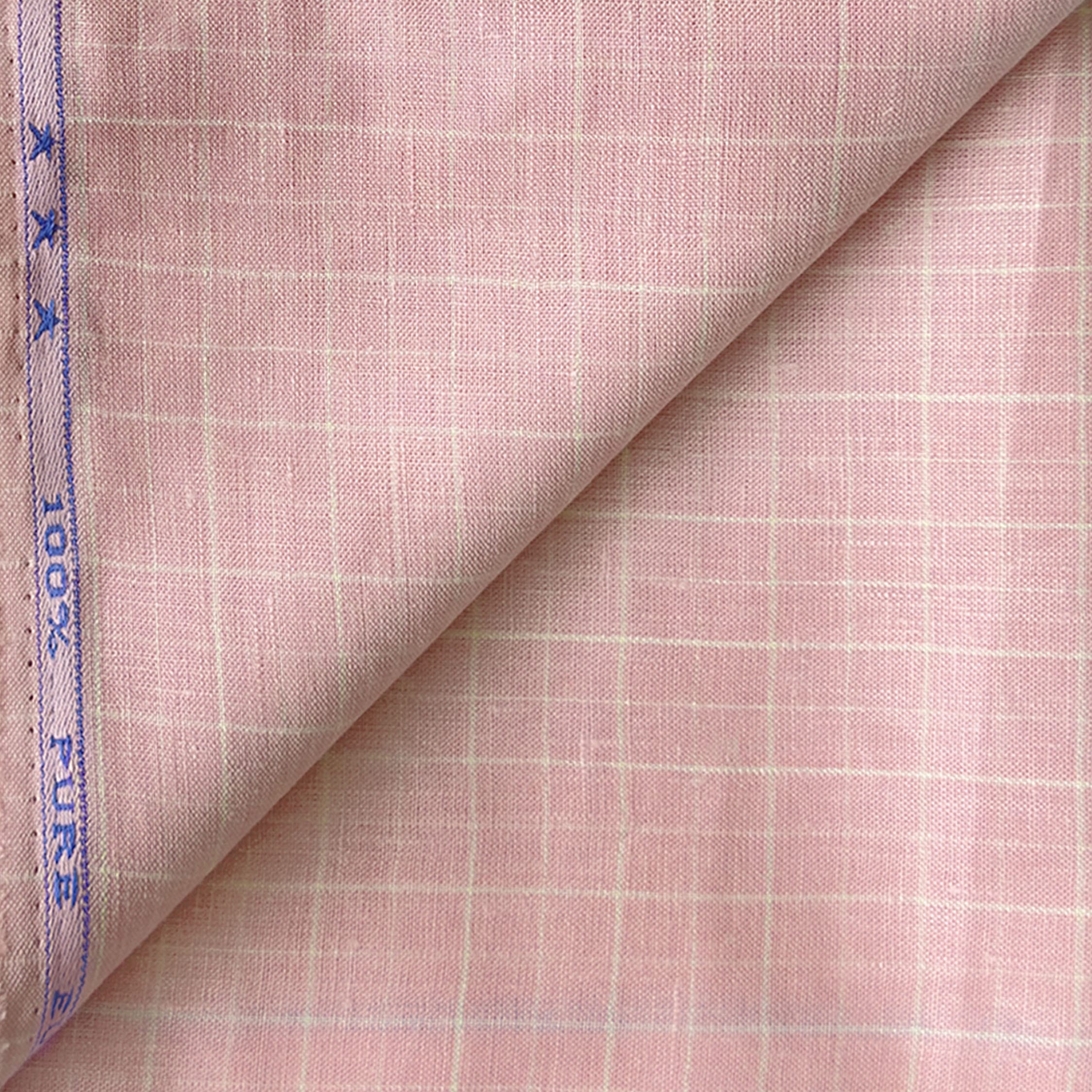 Premium Linen Stripes & Checks Fabric Blush Pink & White Checks 60 LEA Linen Fabric