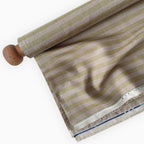 Premium Linen Stripes & Checks Fabric Brown & Green Stripes 60 LEA Linen Fabric