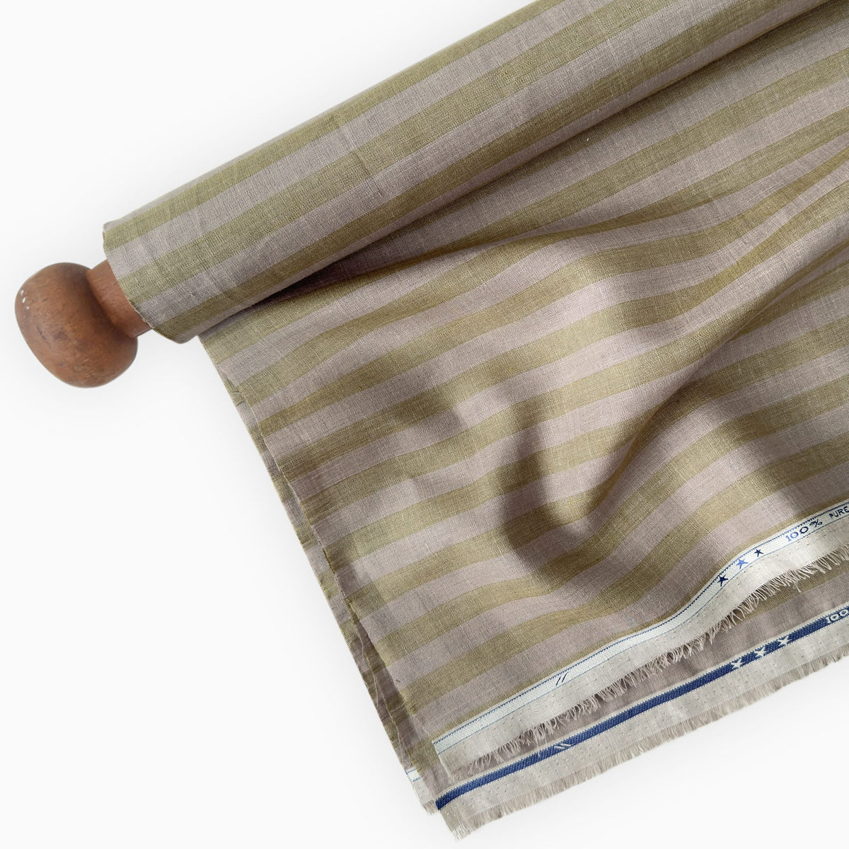 Premium Linen Stripes & Checks Fabric Brown & Green Stripes 60 LEA Linen Fabric