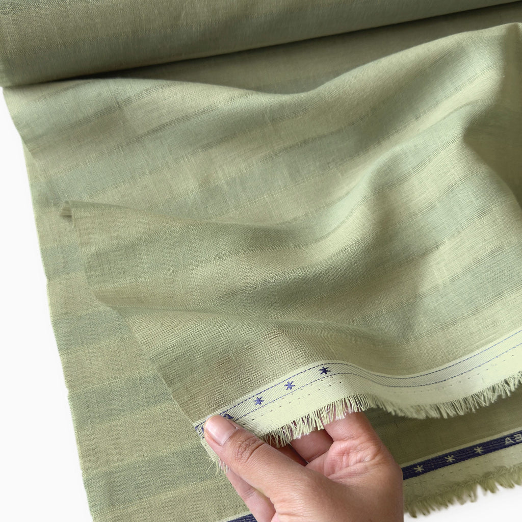 Premium Linen Stripes & Checks Fabric Dusty Green & Grey Stripes 60 LEA Linen Fabric