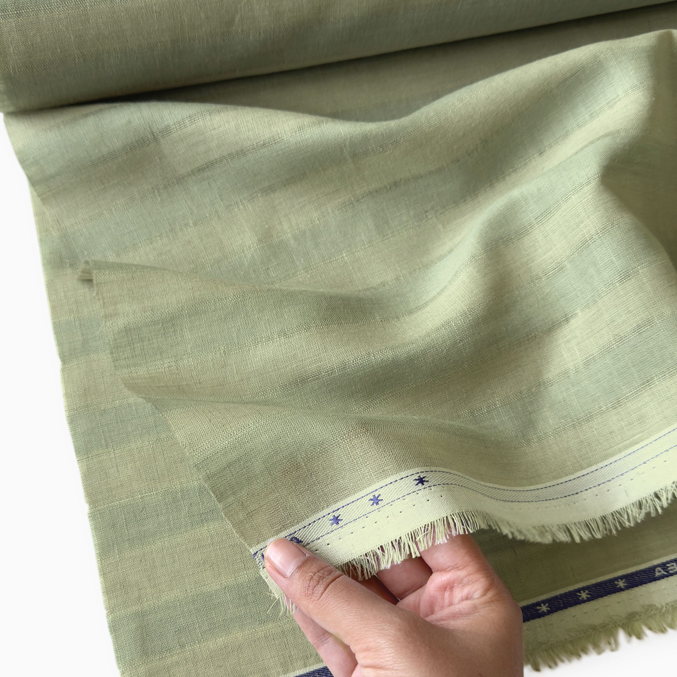 Premium Linen Stripes & Checks Fabric Dusty Green & Grey Stripes 60 LEA Linen Fabric