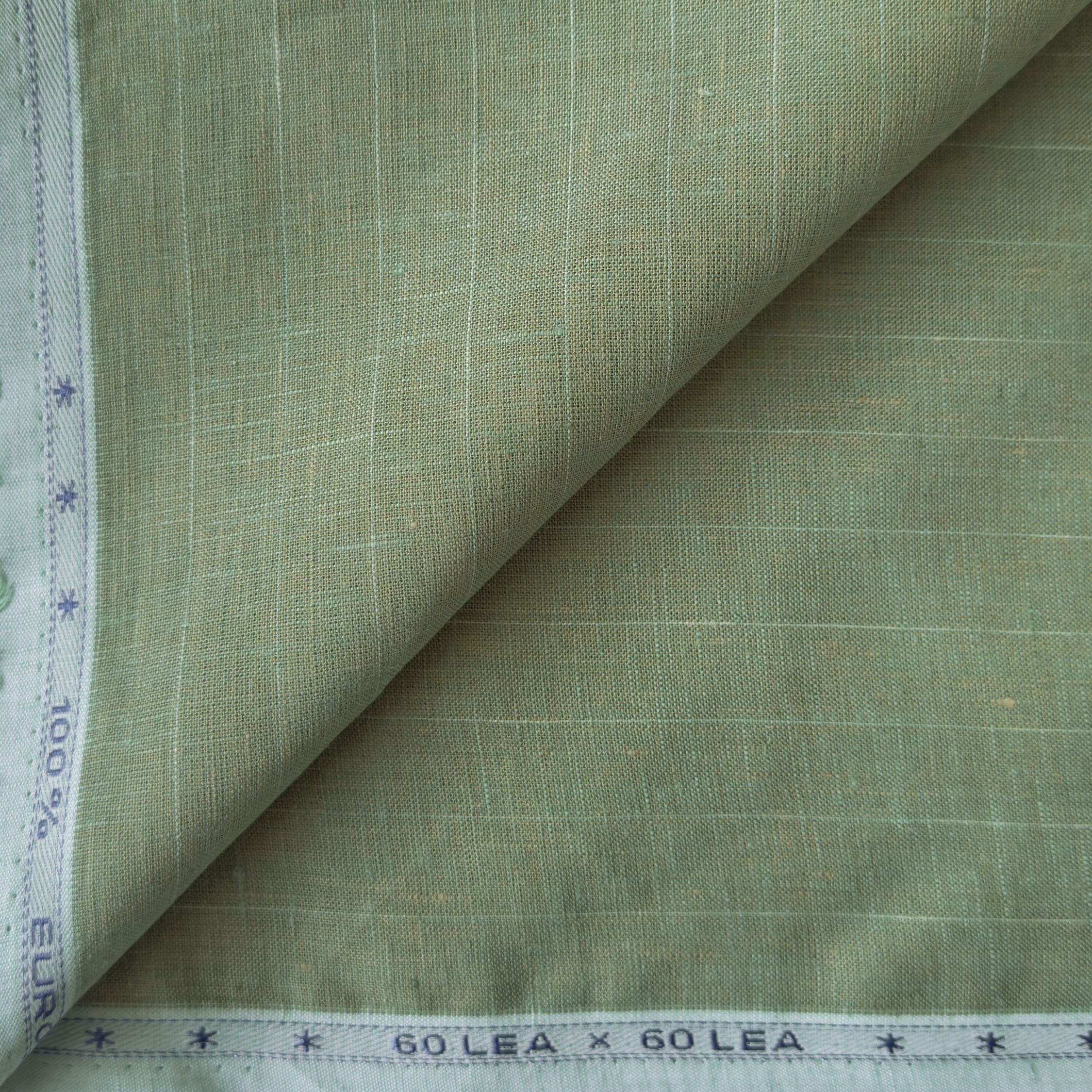 Premium Linen Stripes & Checks Fabric Dusty Green & White Stripes 60 LEA Linen Fabric
