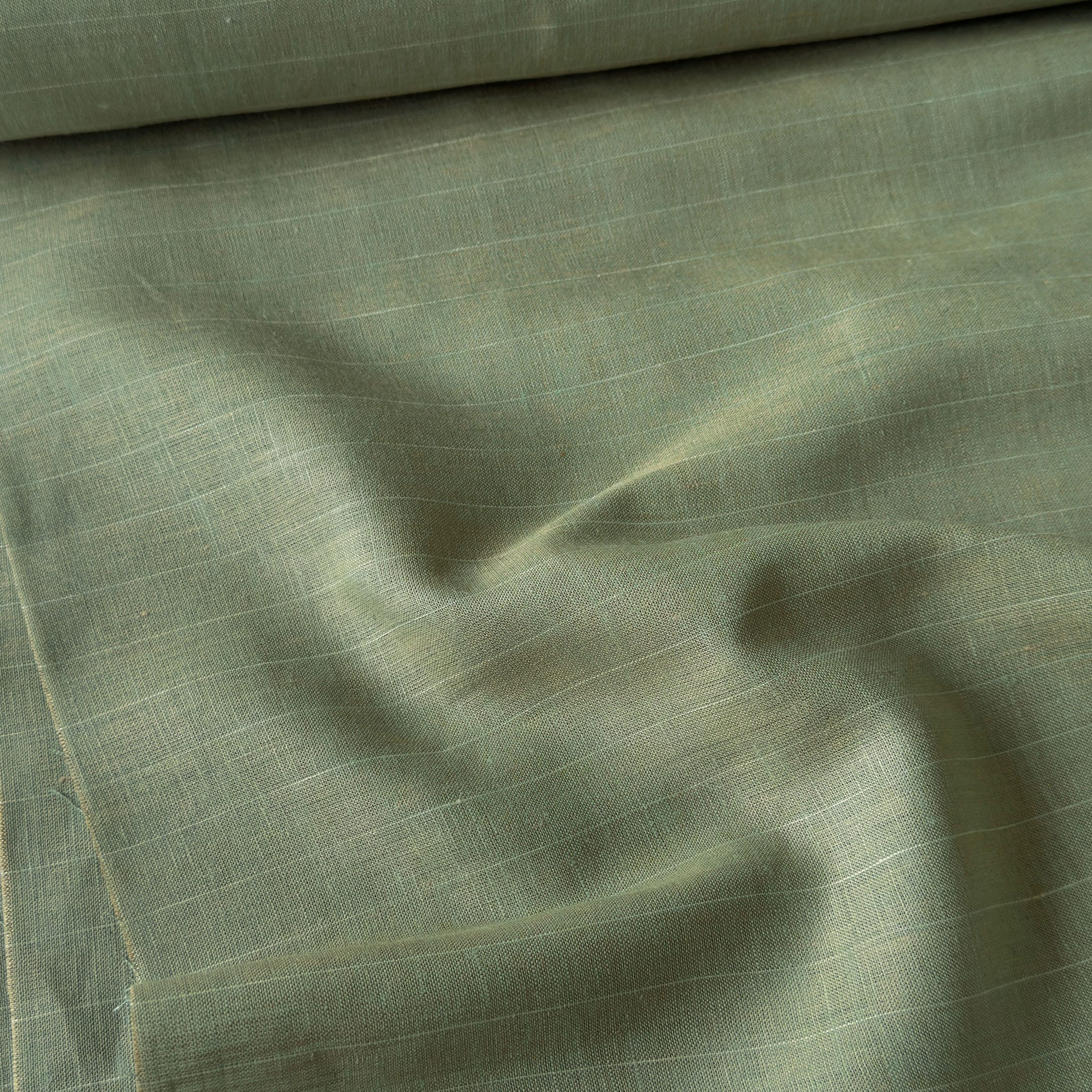Premium Linen Stripes & Checks Fabric Dusty Green & White Stripes 60 LEA Linen Fabric