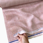 Premium Linen Stripes & Checks Fabric Dusty Pink & White Checks 60 LEA Linen Fabric