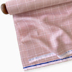 Premium Linen Stripes & Checks Fabric Dusty Pink & White Checks 60 LEA Linen Fabric